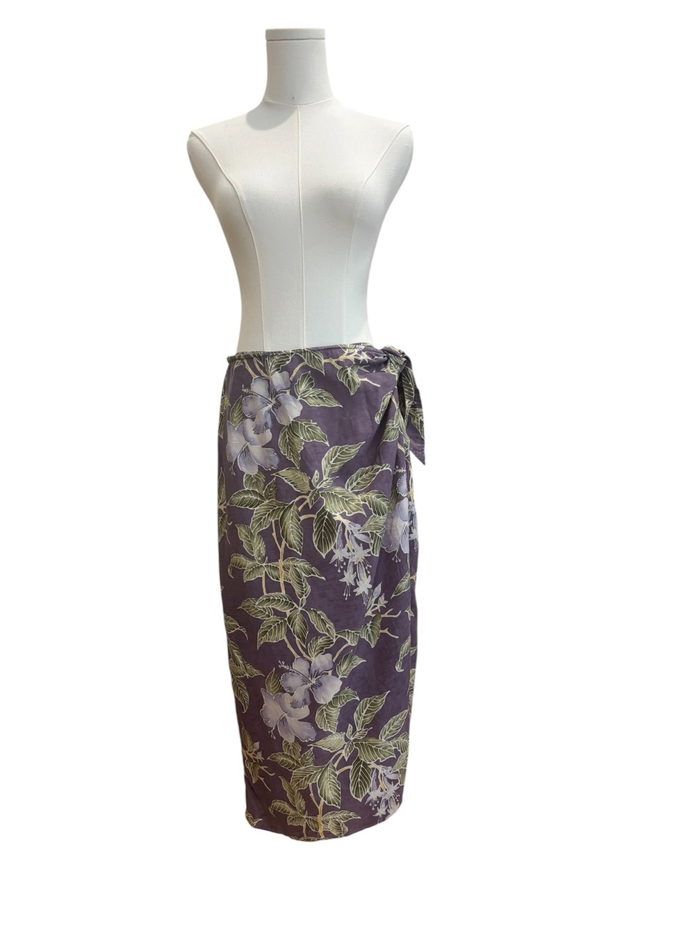 Vtg Tommy Bahama Hawaiian Midi Skirt 100% Silk Purple Size Medium